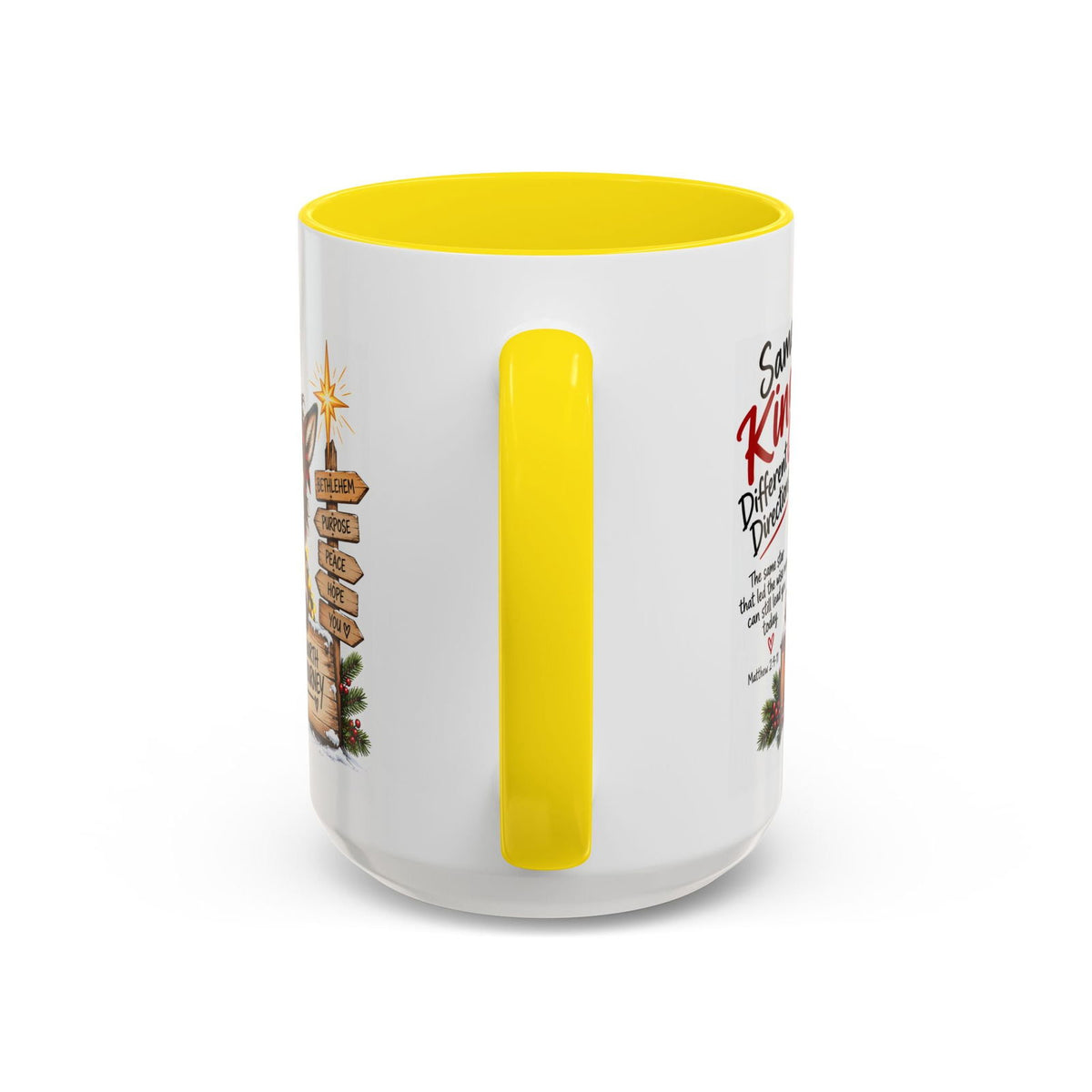 Same King, Different Directions Christmas Donkey Coffee Mug - Claimed by God Designs