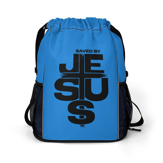 Saved By Jesus Christian Waffle Cloth Drawstring Bag - ClaimedbyGodDesigns