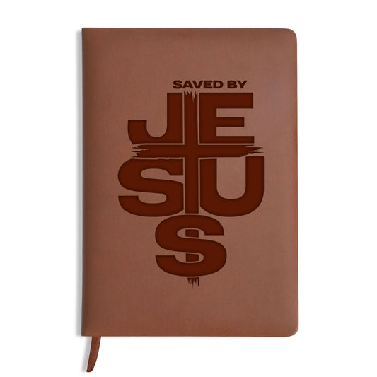 Saved By Jesus Engraved Brown Christian Journal Diary Gift for Friends Family - ClaimedbyGodDesigns