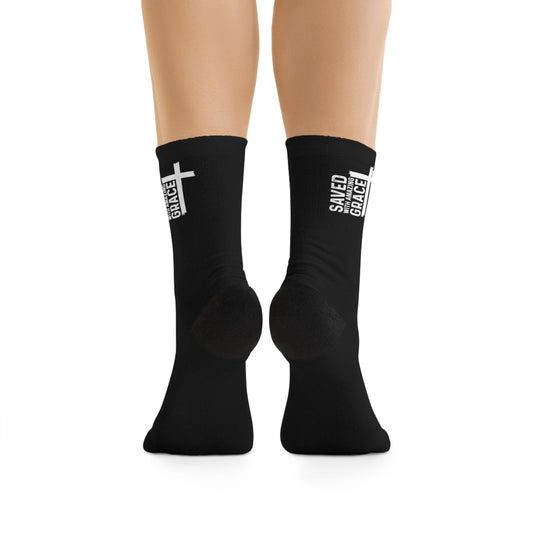 Saved With Amazing Grace Christian Tribe Socks - ClaimedbyGodDesigns