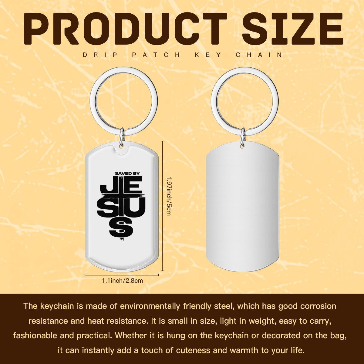 Saved by Him Christian Stainless Steel Keychain - ClaimedbyGodDesigns