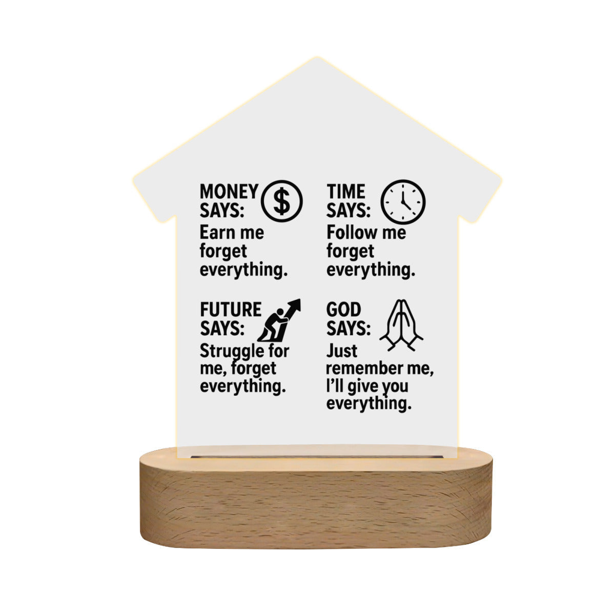 Says Acrylic Home Christian Night Light - ClaimedbyGodDesigns