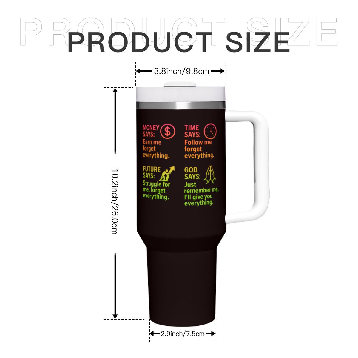 He Says Stainless Steel Tumbler with Handle - 40oz Inspirational Drinkware - ClaimedbyGodDesigns