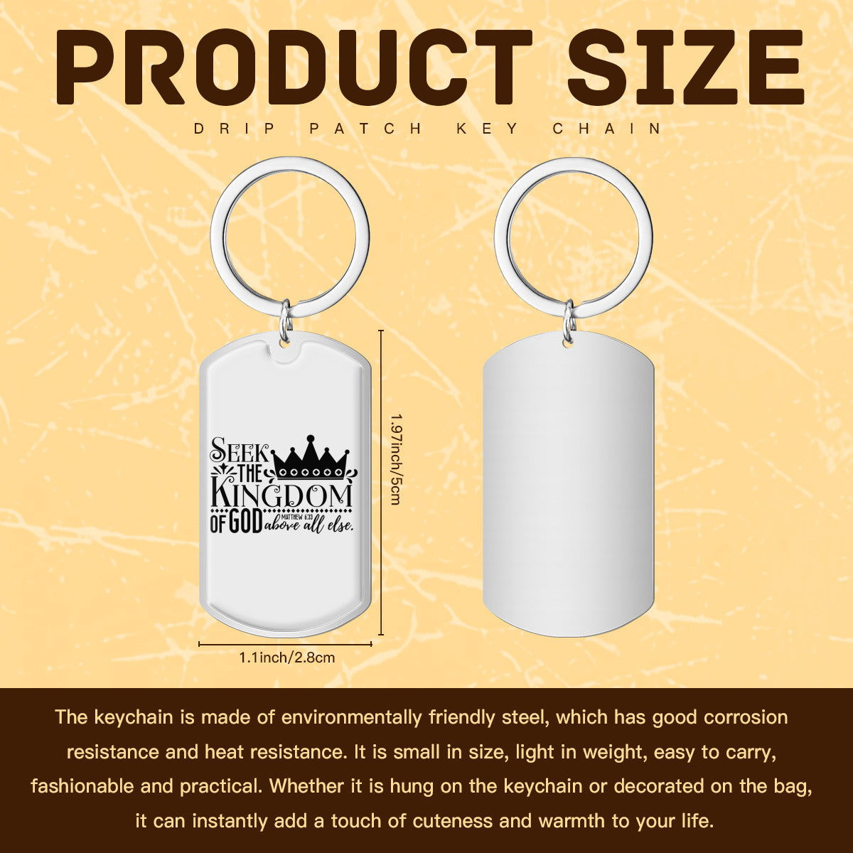 Seek First The Kingdom Christian Stainless Steel Keychain - ClaimedbyGodDesigns