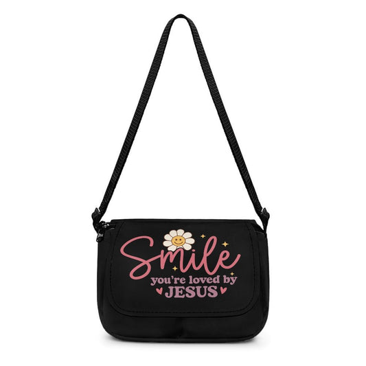 Smile You're Loved By Jesus Christian Kids Flap Crossbody Bag - ClaimedbyGodDesigns