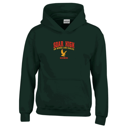 Soar High Youth Christian Pullover Hooded Sweatshirt - ClaimedbyGodDesigns