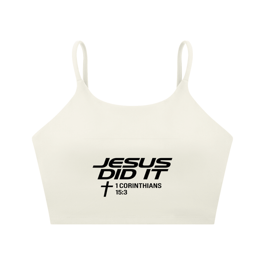 Jesus Did It Women's Christian Spaghetti Strap Yoga Sports Bra - ClaimedbyGodDesigns