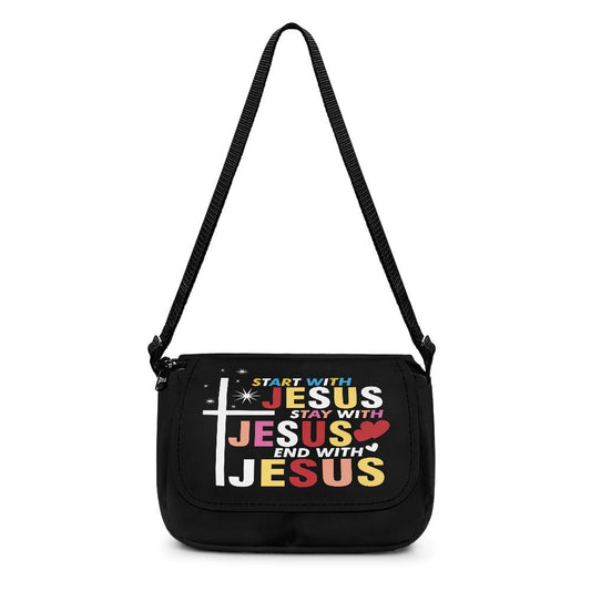 Start, Stay, End With Jesus Christian Kids Flap Crossbody Bag - ClaimedbyGodDesigns