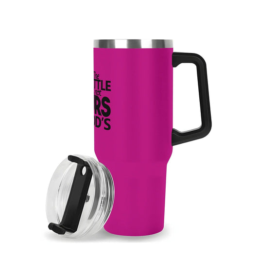 The Battle Is Not Yours But Gods 40oz Stainless Steel Christian Tumbler Gift With Black Handle and Straw - ClaimedbyGodDesigns