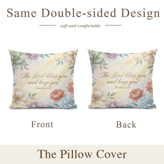 The Lord Bless You And Keep You Christian Pillow (pillow cover + pillow insert) - ClaimedbyGodDesigns