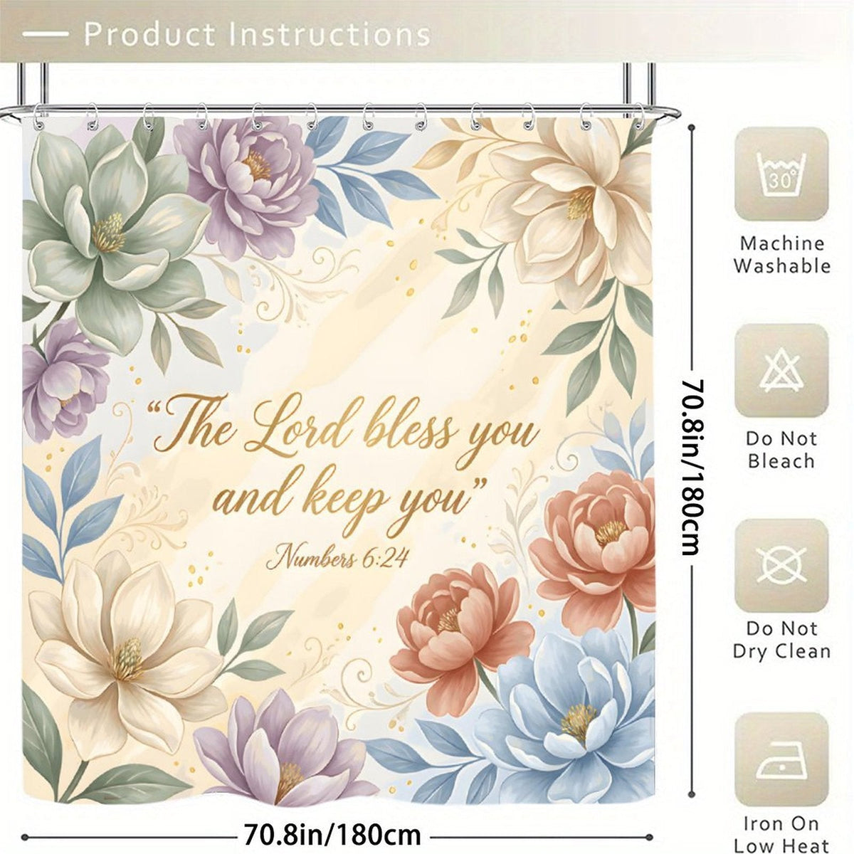 The Lord Bless You Christian Waterproof Shower Curtain - ClaimedbyGodDesigns