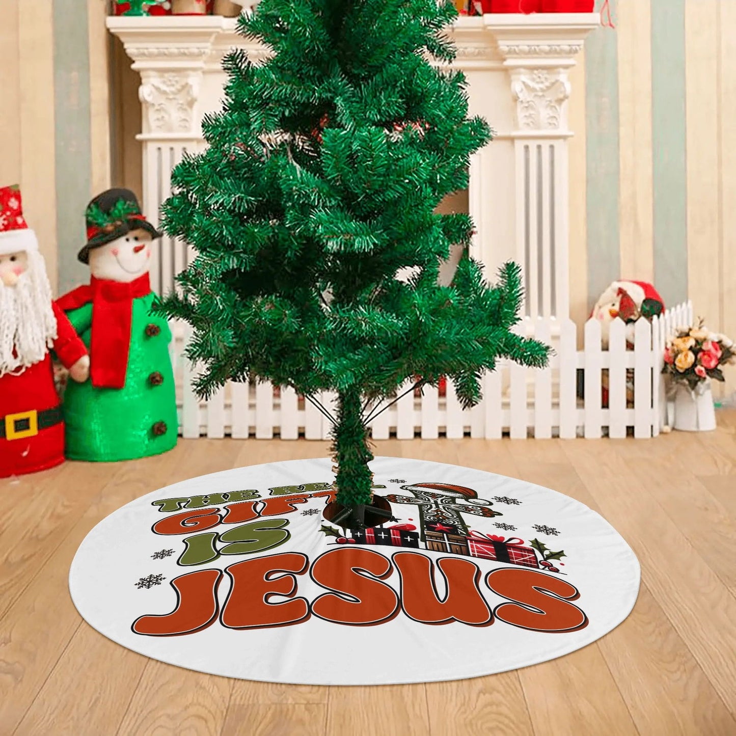 The Real Gift Is Jesus Christian Christmas Tree Skirt - ClaimedbyGodDesigns