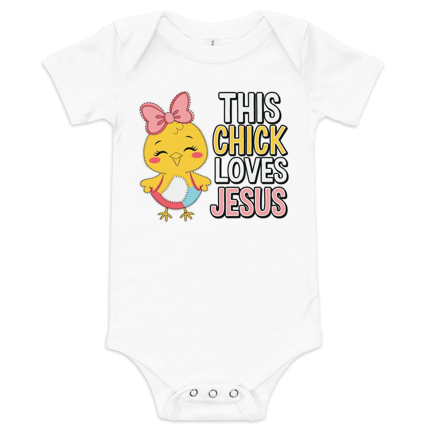 This Chick Loves Christian Baby short sleeve onesie - ClaimedbyGodDesigns