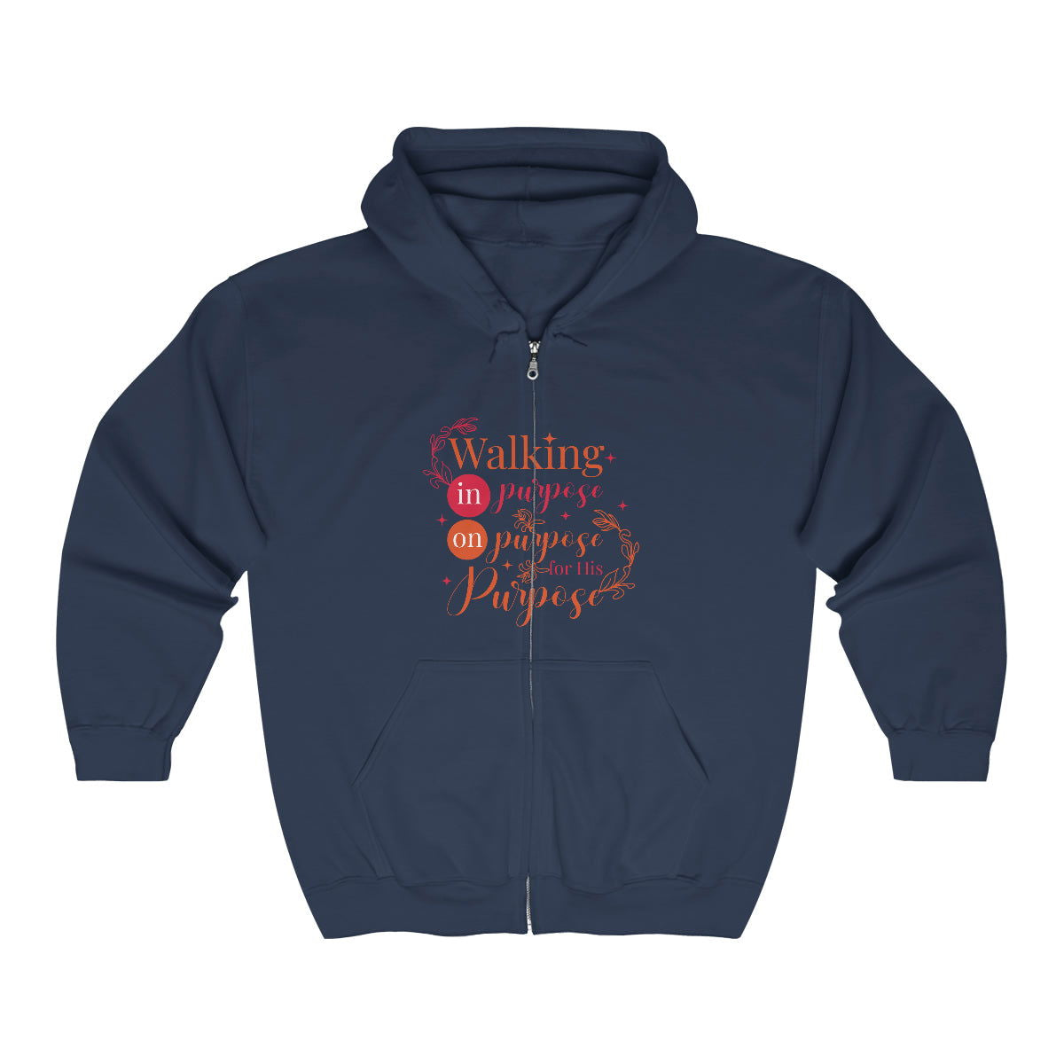 Walking In Purpose On Purpose For His Purpose Unisex Heavy Blend Full Zip Hooded Sweatshirt - ClaimedbyGodDesigns