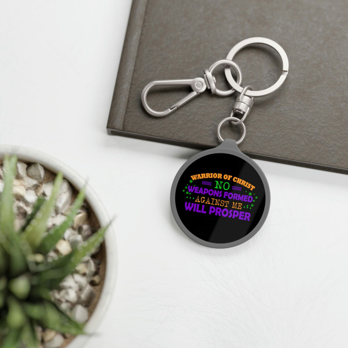 Warrior Of Christ No Weapons Formed Against Me Will Prosper Key Fob - ClaimedbyGodDesigns