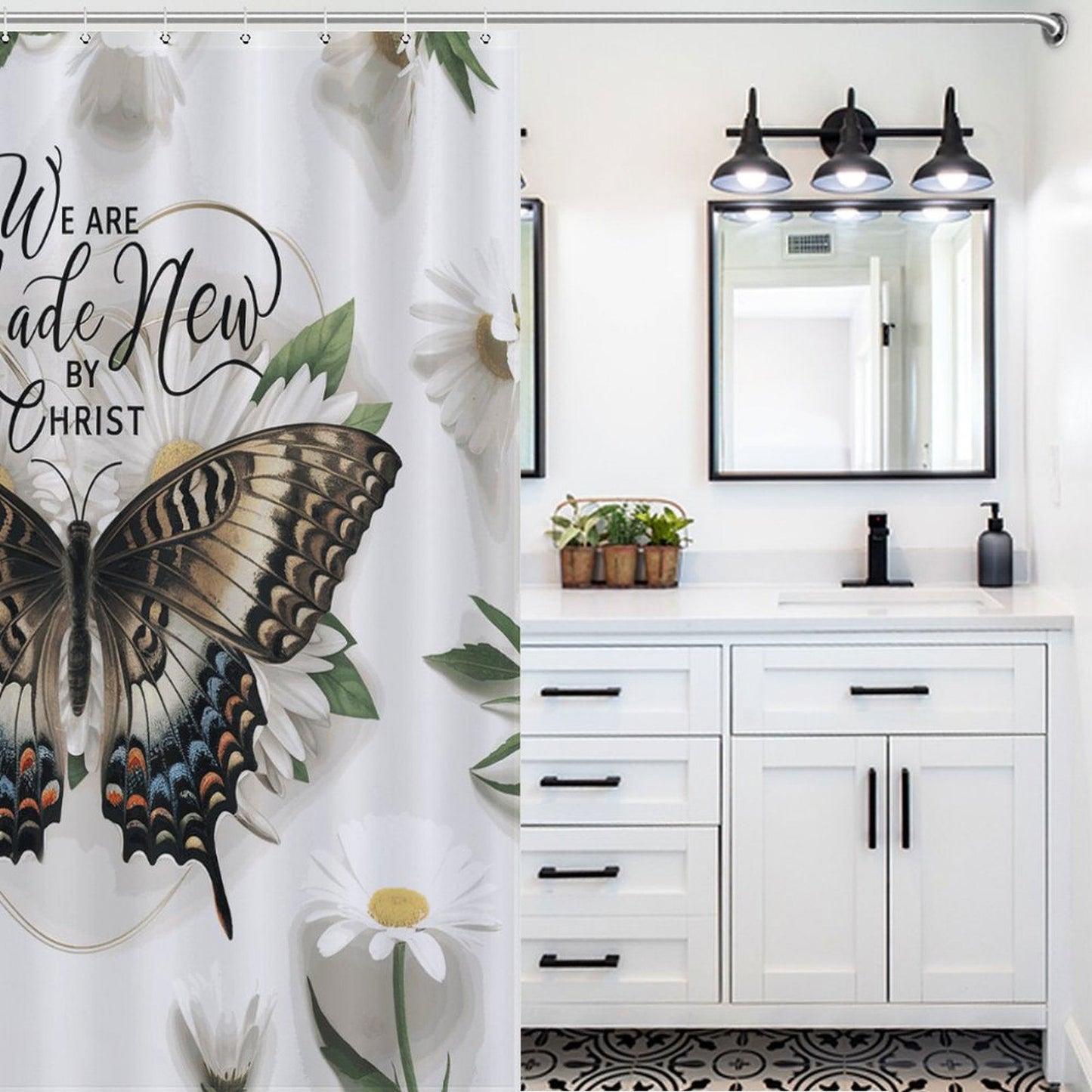 We Are Made New By Christ Christian Shower Curtain-66x72Inch (168x183cm) - ClaimedbyGodDesigns