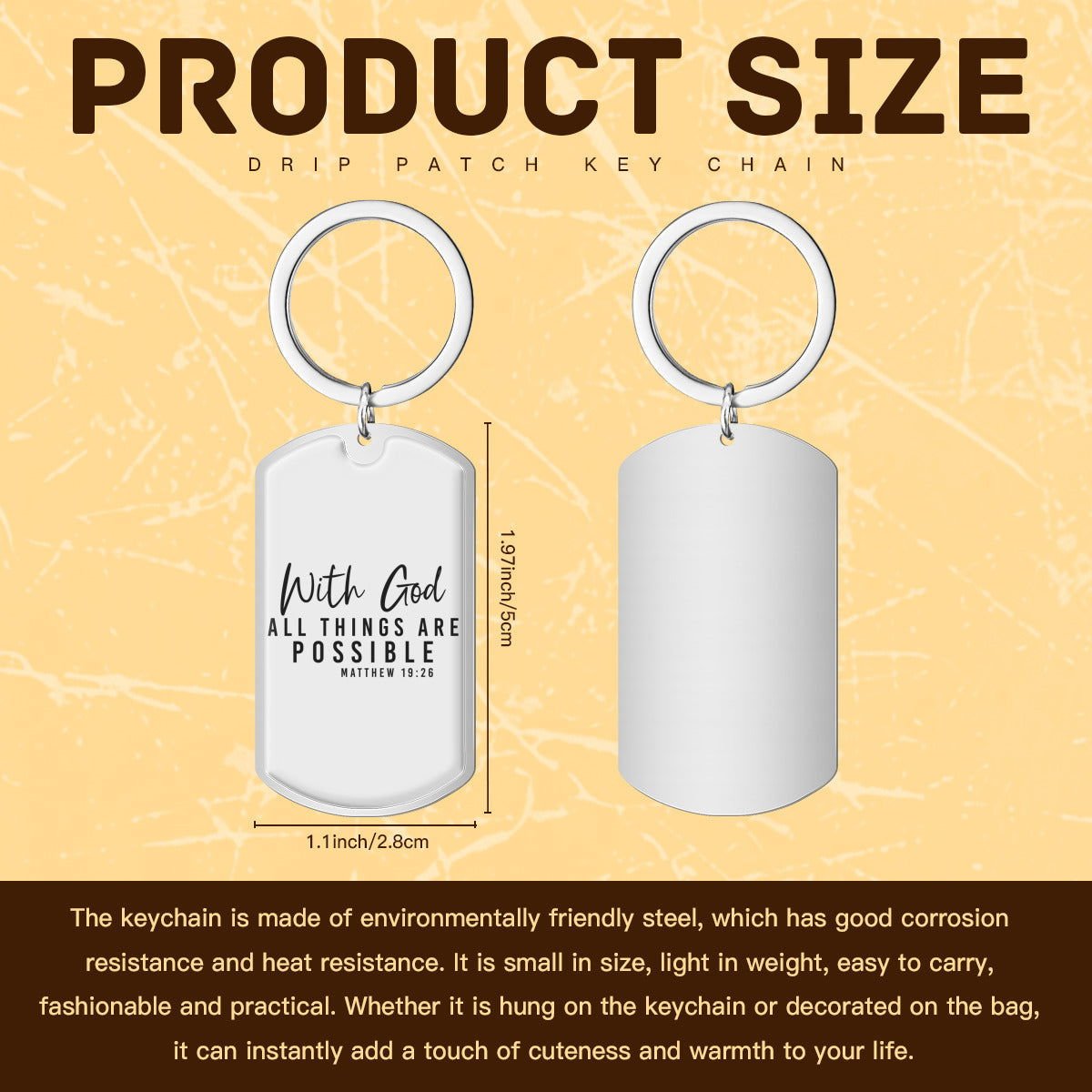 With Him Anything Is Possible Christian Stainless Steel Keychain - ClaimedbyGodDesigns