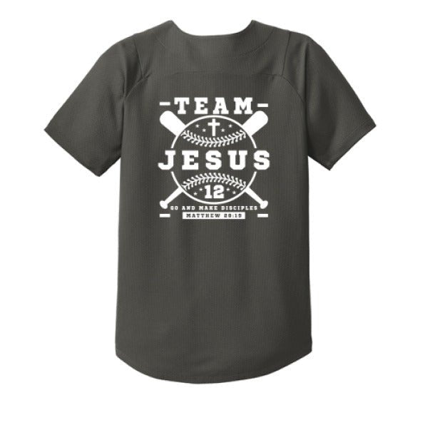 Team Him Baseball Youth Christian Full - button Jersey - ClaimedbyGodDesigns