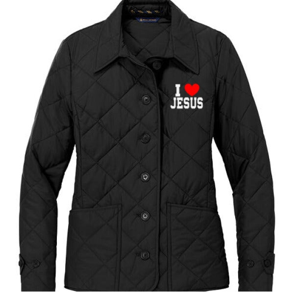I Love Him Women's Christian Quilted Jacket - ClaimedbyGodDesigns