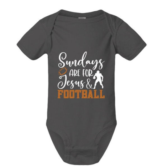 Sundays Are For Him and Football Christian Baby Jumpsuit - ClaimedbyGodDesigns