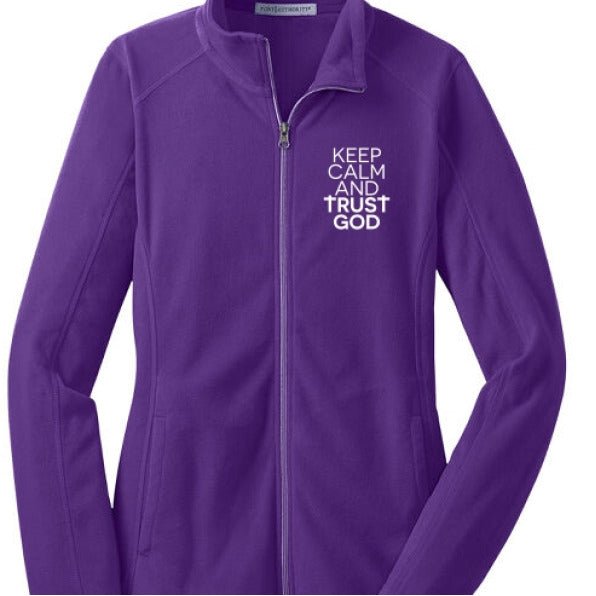 Keep Calm and Trust Him Women’s Christian Microfleece Jacket - ClaimedbyGodDesigns
