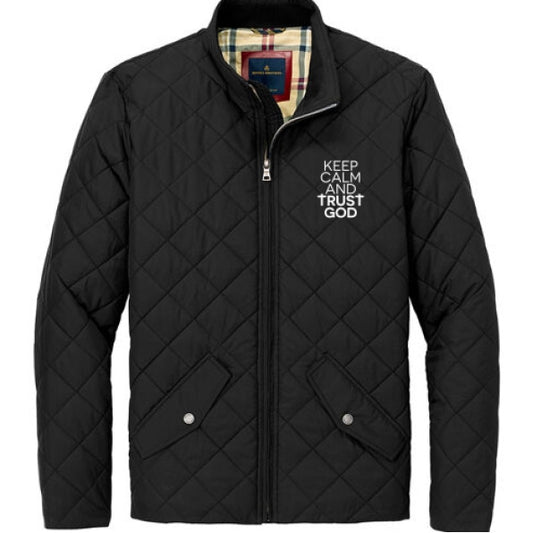 Keep Calm And Trust Him Men's Christian Quilted Jacket - ClaimedbyGodDesigns