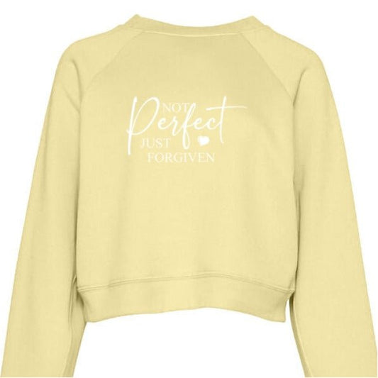 Not perfect Just Forgiven Women’s Christian Cropped pullover Fleece Sweatshirt - ClaimedbyGodDesigns