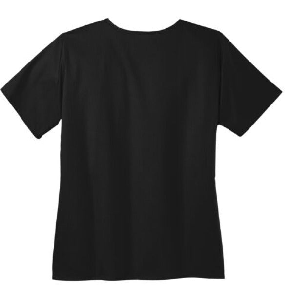 Blessed Women’s WorkFlex Mock Wrap Christian Scrub Top – Comfortable, Stylish, and Professional Workwear - ClaimedbyGodDesigns