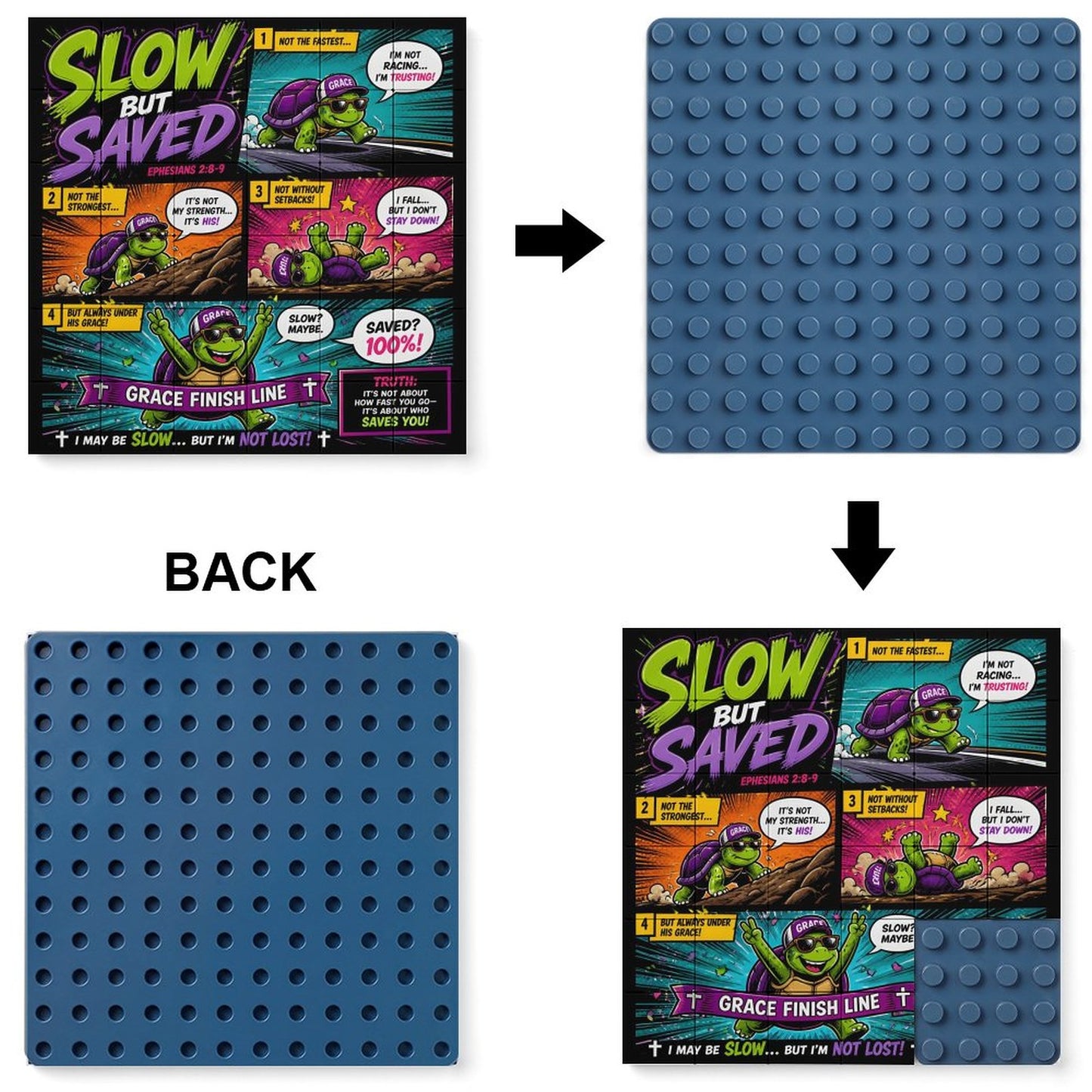 Slow But Saved – Building Block Puzzle Ornament - ClaimedbyGodDesigns