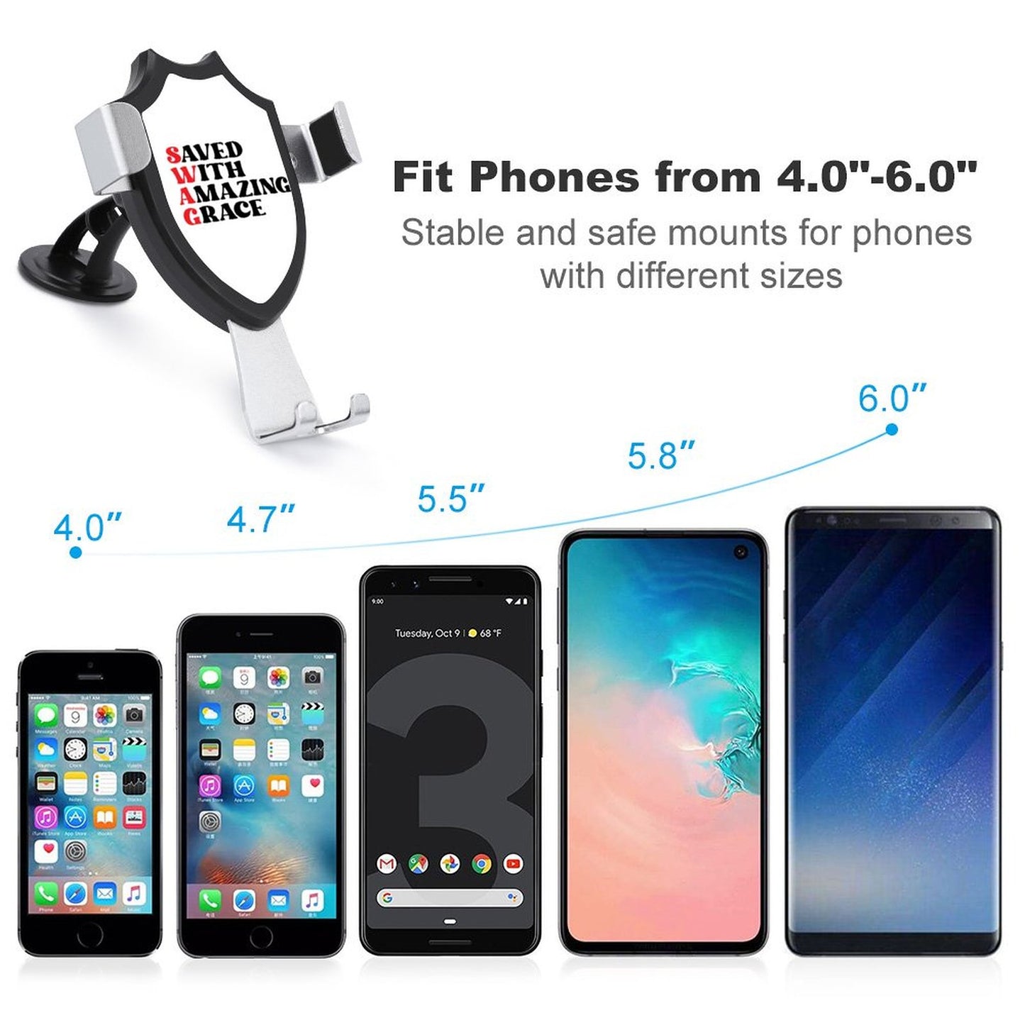 SWAG Saved With Amazing Grace Christian Car Mount Mobile Phone Holder SALE-Personal Design