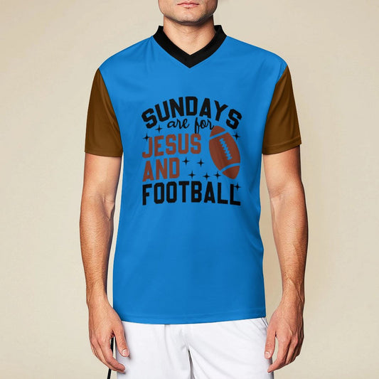 Sundays Are For Him And Football Men's Christian V Neck Football Jersey