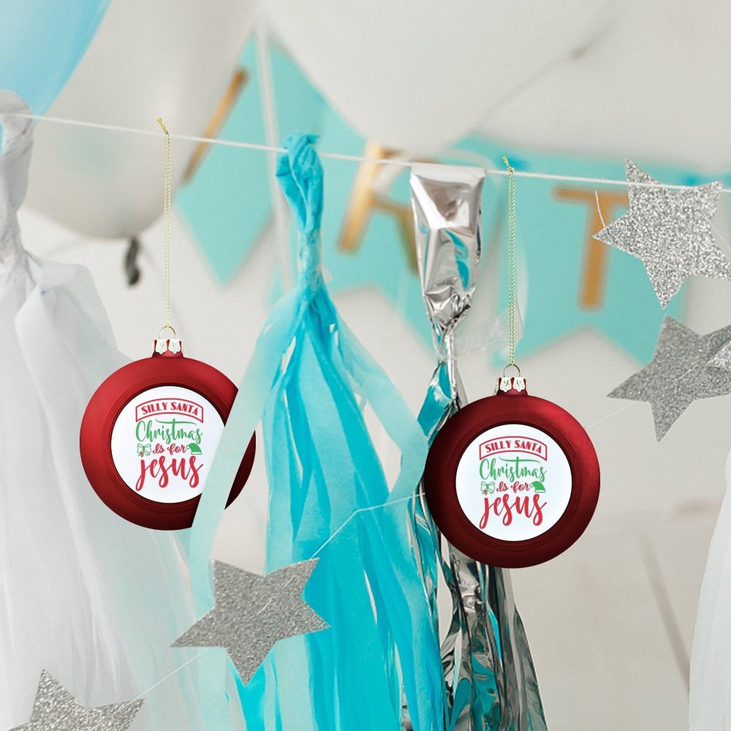 Silly Santa Christmas Is For Him Christian Christmas Tree Hanging Ball