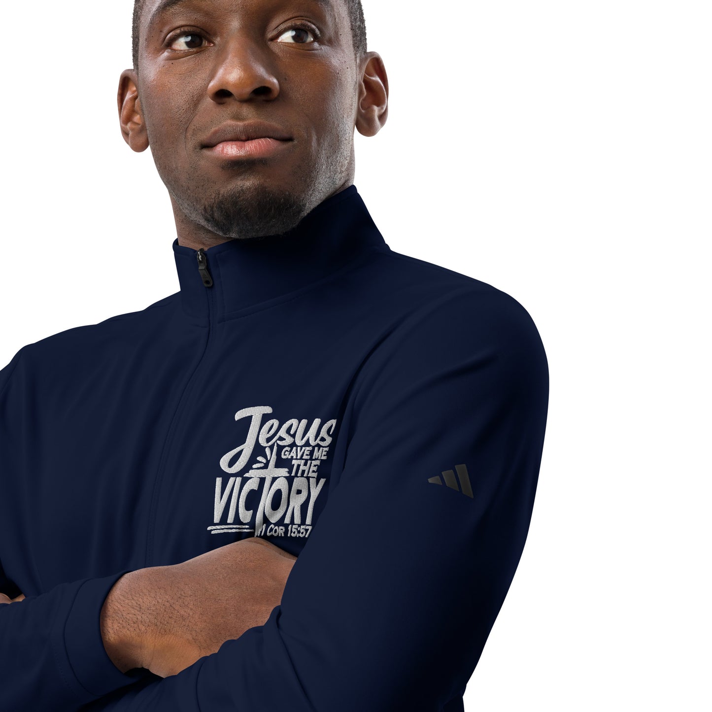 He Gave Me The Victory Premium Christian Addidas Quarter zip pullover Sweatshirt