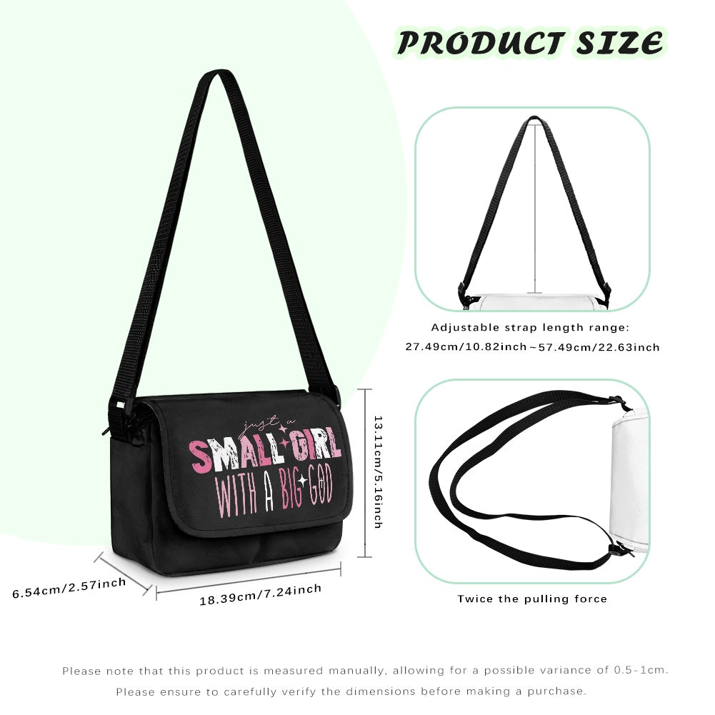 Just A Small Girl With A Big God Christian Kids Flap Crossbody Bag