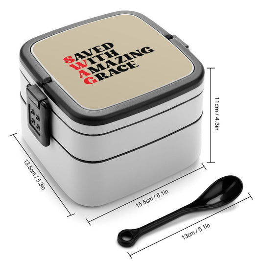 SWAG Saved With Amazing Grace 2-Tier Stackable Bento Lunch Box unique Christian Gift For the everyday Christian SALE-Personal Design