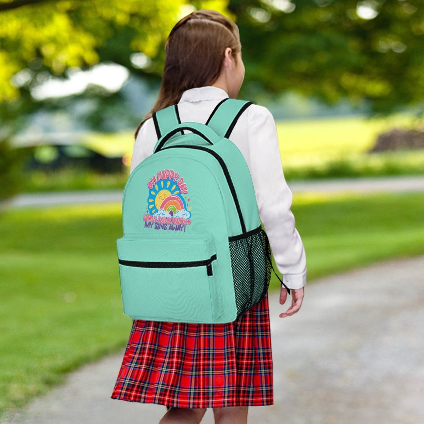 Oh Happy Day When Washed My Sins Away Christian Children's School Backpack