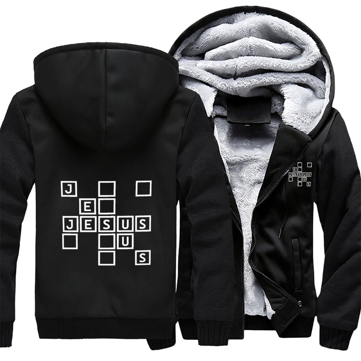 Him Men’s Christian Plush Full Zip Hooded Sweatshirt