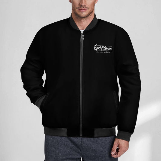 Confidence In Him: Knowing I Can't But He Can Men's Christian Zipper Bomber Jacket