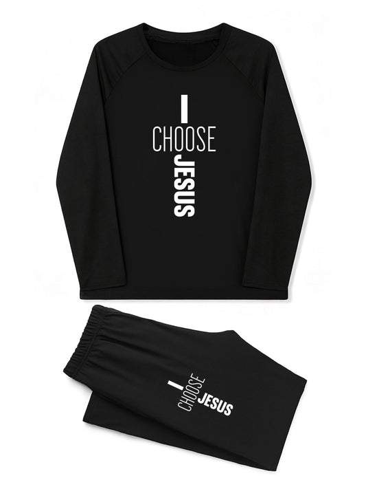 I Choose Jesus Youth Christian Plaid Pajamas
