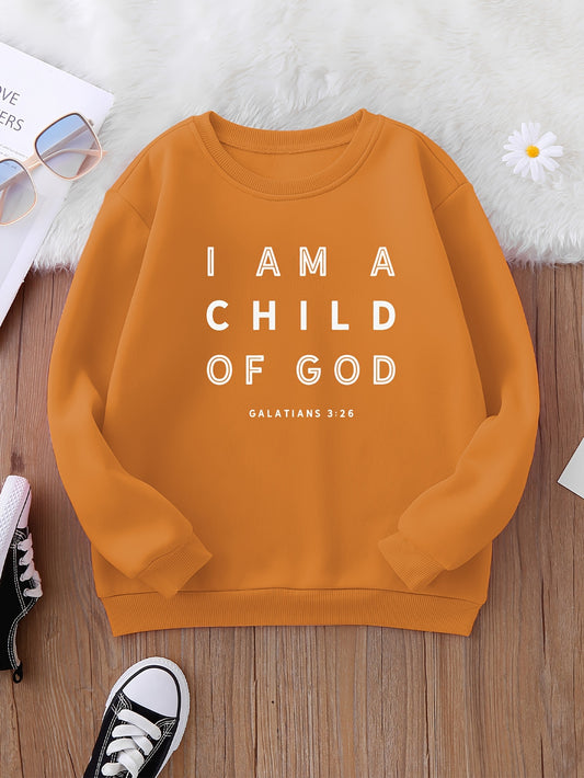 I AM A CHILD OF GOD Youth Christian Pullover Sweatshirt claimedbygoddesigns