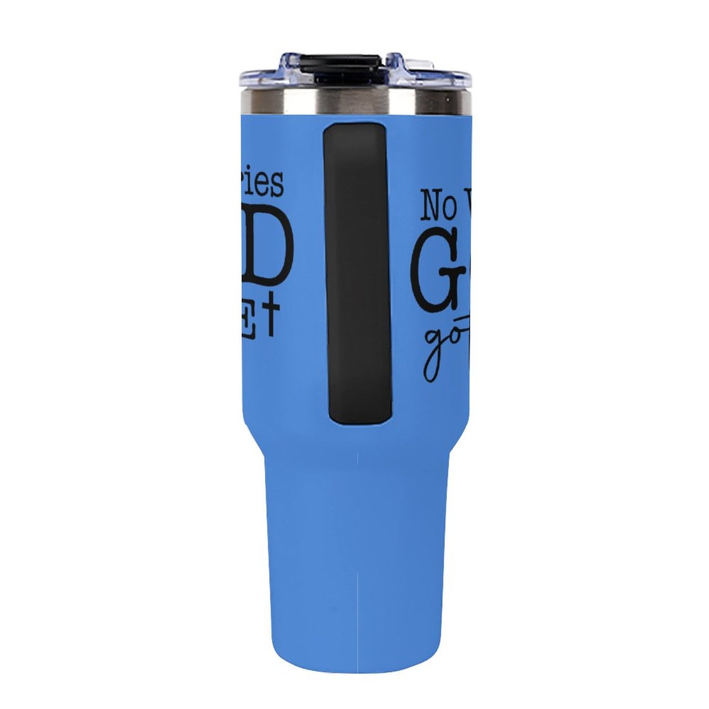 No Worries He Got Me 40oz Insulated Christian Tumbler with Handle and Straw