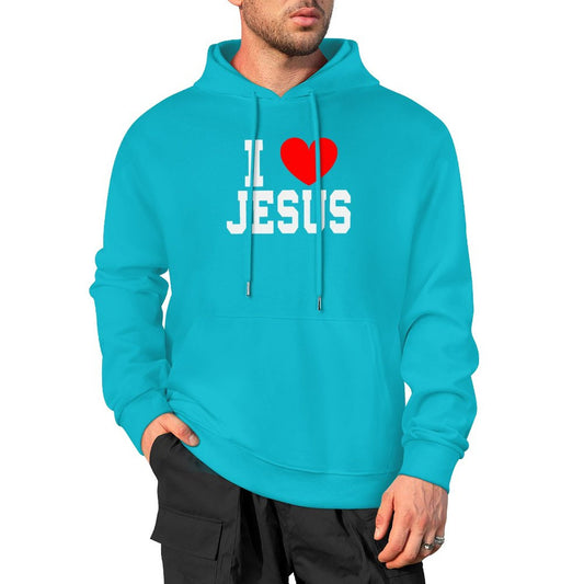 I Love Him Men's Christian Hooded Pullover Sweatshirt
