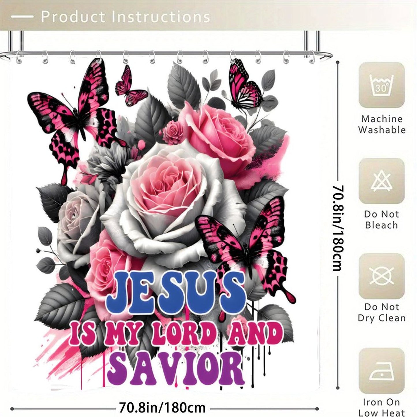 Jesus Is My Lord And Savior Christian Waterproof Shower Curtain