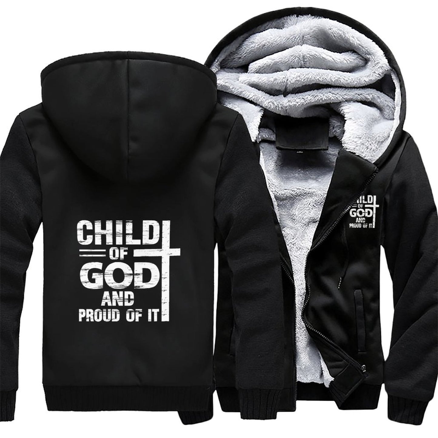 Child Of God And Proud Of It Men’s Christian Plush Full Zip Hooded Sweatshirt SALE-Personal Design