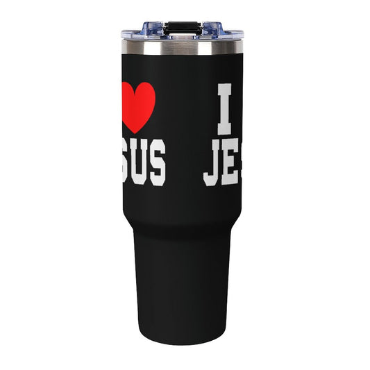 I Love Him Christian 40oz Insulated Tumbler with Handle and Straw
