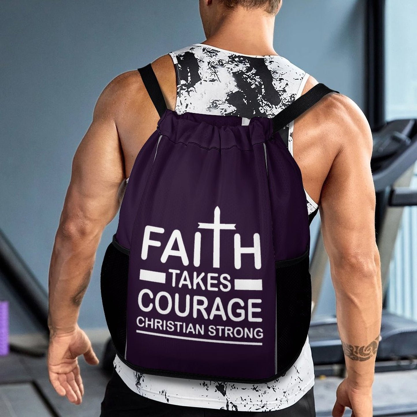 Faith Takes Courage Christian Strong Christian Waffle Cloth Drawstring Bag