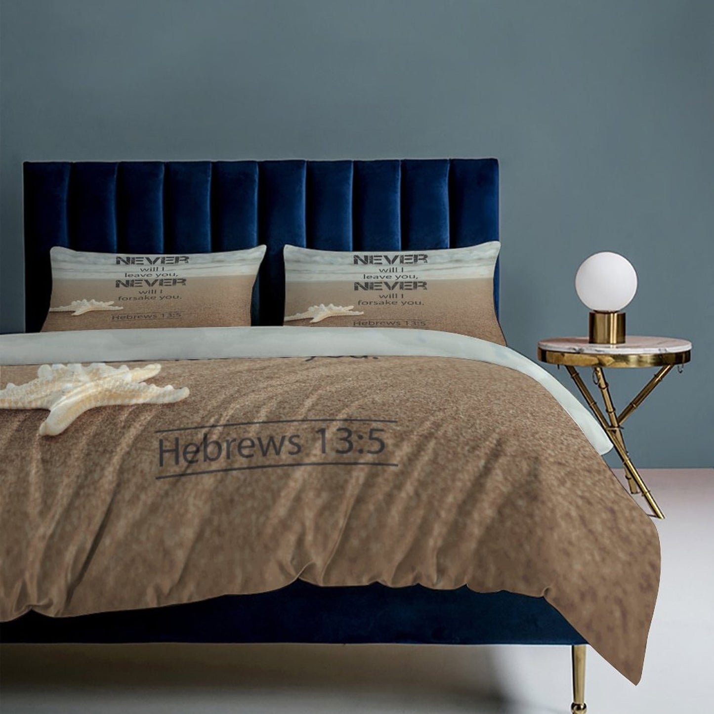 Hebrews13:5 Never Will I Leave You Never Will I Forsake You3-Piece Christian Comforter Bedding (Dual-sided Printing)