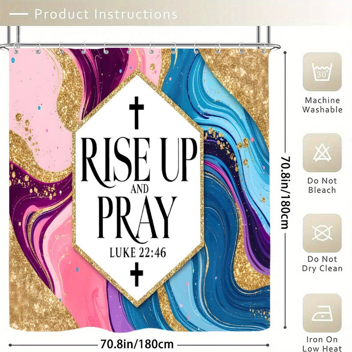 Rise Up And Pray Christian Waterproof Shower Curtain