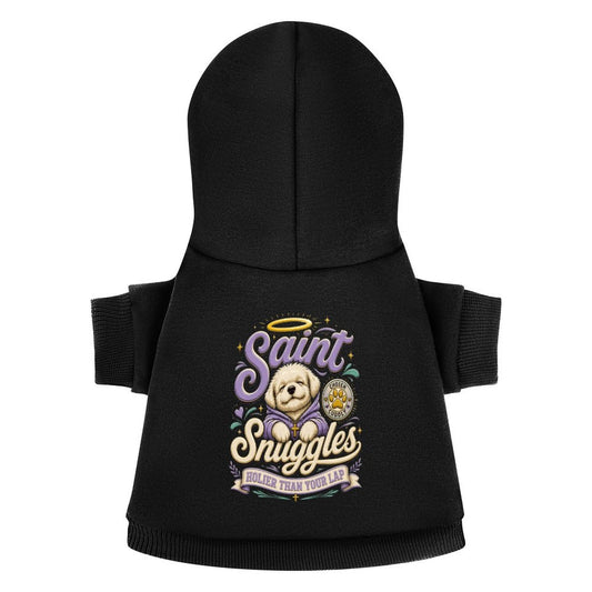 Saint Snuggles Holier Than Your Lap Christian Pet Hooded Pullover Sweatshirt Dog Hoodie Warm, Soft & Breathable - ClaimedbyGodDesigns