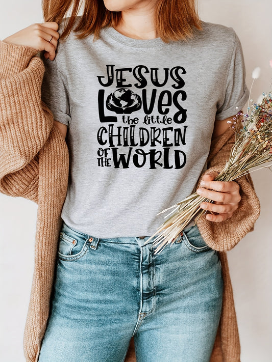 Jesus Loves The Little Children Of The World Women's Christian T-shirt claimedbygoddesigns